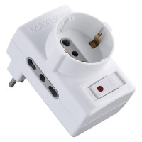 ADATTATORE 1 SCHUKO CON 2 BIVALENTI  10A INTERRUTTORE  ELECTRALINE 