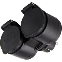 Adattatore da esterno 2 prese Schuko IP44 Nera 