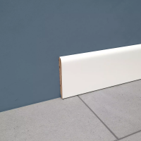Battiscopa impiallacciato tanganica testa piatta 80X10  mm bianco 2.4mt 
