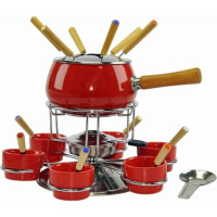 Set fonduta smaltata rossa lucida 23 pezzi Machieraldo Gustavo