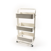 Carrello 3 Ripiani In Metallo Bianco Con Ruote 44X36XH81 cm 