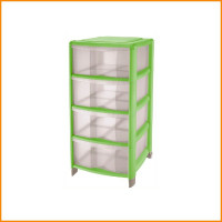 CASSETTIERA BAMBU 4 CASSETTI ALTI IN PLASTICA VERDE ACIDO
