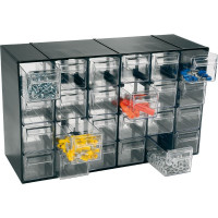 Cassettiera l 377x p 142 x h 228 mm con 24 cassetti trasparenti