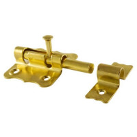 CATENACCIO A CANNONE 50MM  FERRO OTTONATO  CON CONTROPIASTRA CONFEZONE DA 1PZ