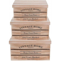 Set 3 scatole in legno con coperchio Koopman International