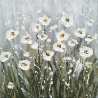 Dipinto su tela soggetto fiori bianchi 30 x 30 cm