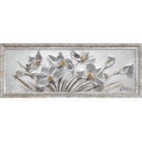 DIPINTO SU TELA SOGGETTO FIORI BIANCHI 30X90 CM 