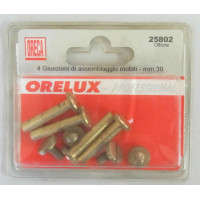 GIUNZIONI PER MOBILI  6X30MM  IN  OTTONE  CONFEZIONE DA 4PZ