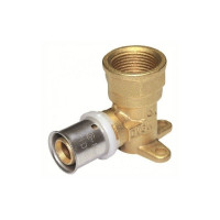Gomito femmina con staffa diam.1/2"x16 mm a pressare per multistrato 