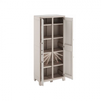 Armadio Portascope a 2 Ante e 8 Ripiani Pieghevoli 80x44x182cm Beige