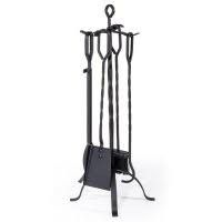 Verdelook set composto da 4 pezzi accessori camino in metallo verniciato nero