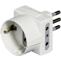 Adattatore con spina bticino 10a + presa p30 + 2 prese 10a bianco 