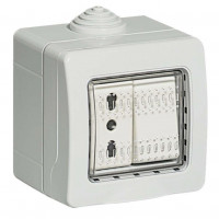 KIT PRESA BIPASSO  DEVIATORE IP55 2 MODULI 