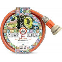 Kit tubo per irrigazione con doccetta mt 15 D.  5/8" arancio Sicilia Euroequipe