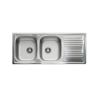 lavello incasso in acciaio inox con 2 vasche 116x48 cm 