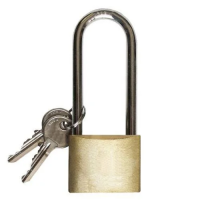 LUCCHETTO A CHIAVE IN OTTONE PESANTE ARCO  LUNGO 