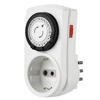 Electraline mini programmatore timer meccanico giornaliero, spina italiana piccola 10 a, presa schuko bianco