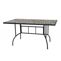 Tavolo rettangolare mosaico Flower Biacchi Ettore