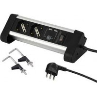 MULTIPRESA TAVOLO 2 PRESE  UNIVERSALI +2 USB+INTERRUTTORE NERO ELECTRALINE 