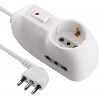 Electraline multipresa 3 posti 1 schuko + 2 bivalenti 10/16a-cavo 3 m, Spina 10a, bianco, 