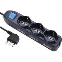 Electraline Multipresa 9 posti 3 polivalenti Schuko 10/16a 3mt nera 