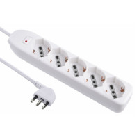 Electraline multipresa 5 posti polivalenti, colore bianco, cavo 1,5 m-spina piccola 10a