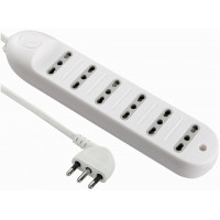 Multipresa Electraline 6 prese bivalenti colore bianco 10/16a 1.5mt 