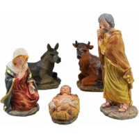 Natività in resina set 5 pezzi cm 15 Rossi Rosa 