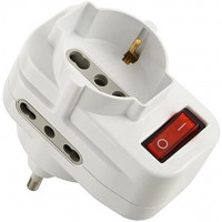 Electraline adattatore triplo con spina rotante 16a bianca