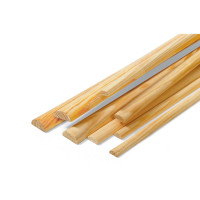 Bastoni mezzo tondi pino netto nodi 10 x 20 x 2100 mm