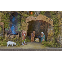 Presepe completo con statue cascata e luci cm 60x34x44 h.