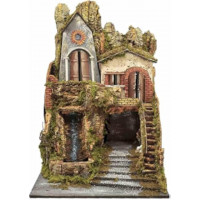 Presepe con luci e cascata cm 45x52x70 Rossi Rosa