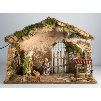 Presepe con natività D.10 cm 50X26X36 cm con luci 