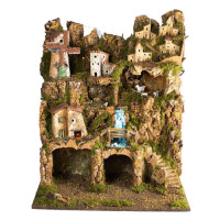 Presepe con Luci e Mulino a Vento 52x45x65 cm 
