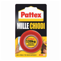 Pattex Nastro Biadesivo Millechiodi Tape - 19 mm x 1,5 m - Fissaggio Forte e Versatile senza Chiodi!