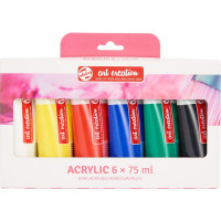 RT ArtCR Acrilico Set 6 x 75ml - Colori Vivaci per Artisti Creativi