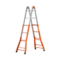 Scala telescopica gigante in acciaio 5+5 pioli 4 mt 