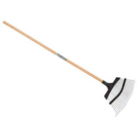 Scopa per erba e foglie 26 denti con manico in legno Verdemax cm 135