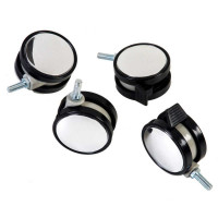 Set 4 ruote piroettanti in plastica cromata Ø7,5cm girevoli 