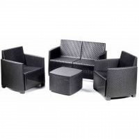 Set arredo giardino Etna antracite con cuscini Ipae-Progarden
