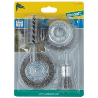 Wolfcraft   set 4 spazzole in blister a disco. a tazza. cilindro e pennello