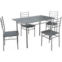 Set tavolo Lisbona con 4 sedie cemento/silver Dimo