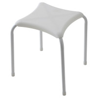 Sgabello in abs e metallo bianco quadrato