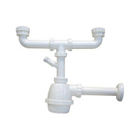 Idro-bric sifone moplen 2 vie senza piletta attacco lavandino 1"1/4 