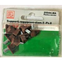 Supporti reggipiano in plastica marrone  con perno in metallo d. 5mm confezione da 8 pz 