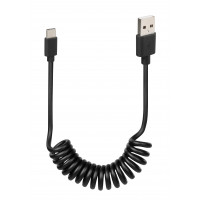 Lampa Cavo a spirale Usb Usb Type-C - 100 cm - Nero 