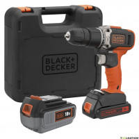 Black&Decker; Trapano Avvitatore A Percussione a 2 batterie  18V BCD003MEM2K