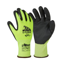 Guanti di protezione flex - con polsino giallo - taglia 08 - verde fluo/nero - u-power 