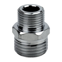 Nipplo doppio con riduzione  idrobric in ottone cromato, 1/2"x3/8"