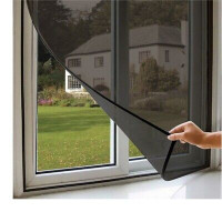 Telo zanzariera adesiva poliestere con velcro per finestre cm.150 x 180 nera 